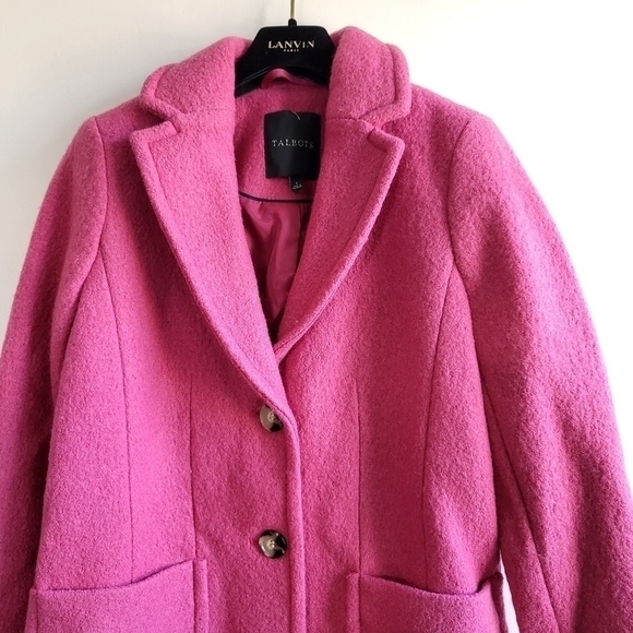 New Talbots Single Breasted Wool Blend Barbiecore Pink Coat Size 2 - Picture 6 of 10